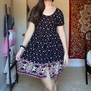 Button Down Geometric Dress